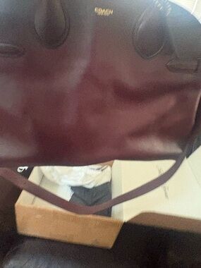 Coach Burgundy Leather Satchel with Gold Logo